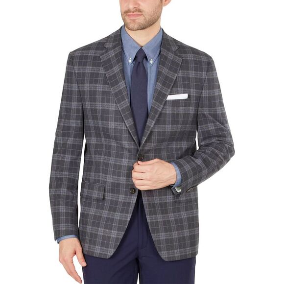 Lauren Ralph Lauren Mens Classic-Fit Windowpane Sport Coat 40 Regular GreyNWT